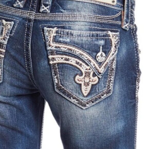 NWT Rock Revival Dark Capri Cropped ALEXIA Jeans - Picture 3 of 5